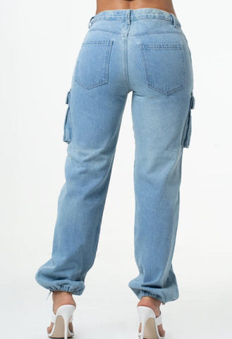LOWLA - 214173 - Colombian Denim Cargo Pants for Women with Side Pockets LOWLA - 214173 - Colombian Denim Cargo Pants for Women with Side Pockets