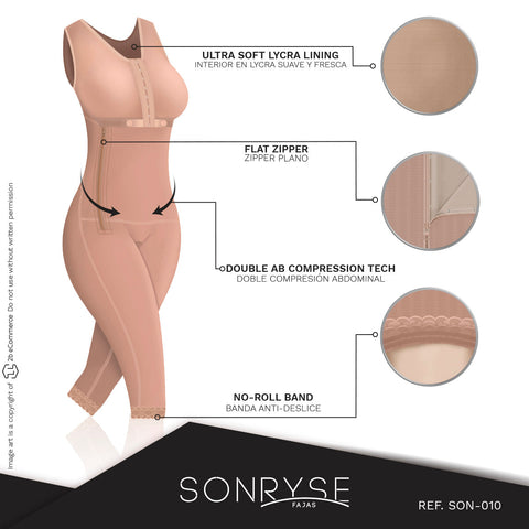 Fajas SONRYSE 010 | Colombian Shapewear Knee Lenght with Built-in bra & High Back | Post Surgery and Postpartum Use - Pal Negocio Fajas SONRYSE 010 | Colombian Shapewear Knee Lenght with Built-in bra & High Back | Post Surgery and Postpartum Use - Pal Negocio