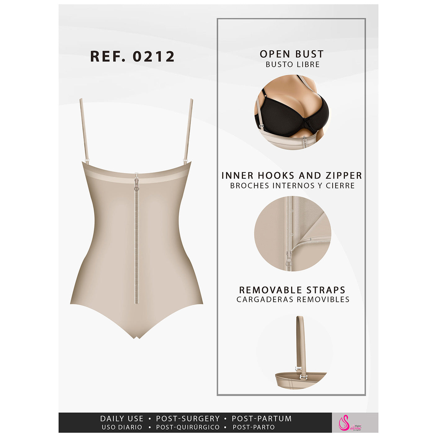Fajas Salome 0212 | Strapless Thong Body Shaper | Everyday Use Tummy Control Shapewear Girdle for Dress - Pal Negocio Fajas Salome 0212 | Strapless Thong Body Shaper | Everyday Use Tummy Control Shapewear Girdle for Dress - Pal Negocio