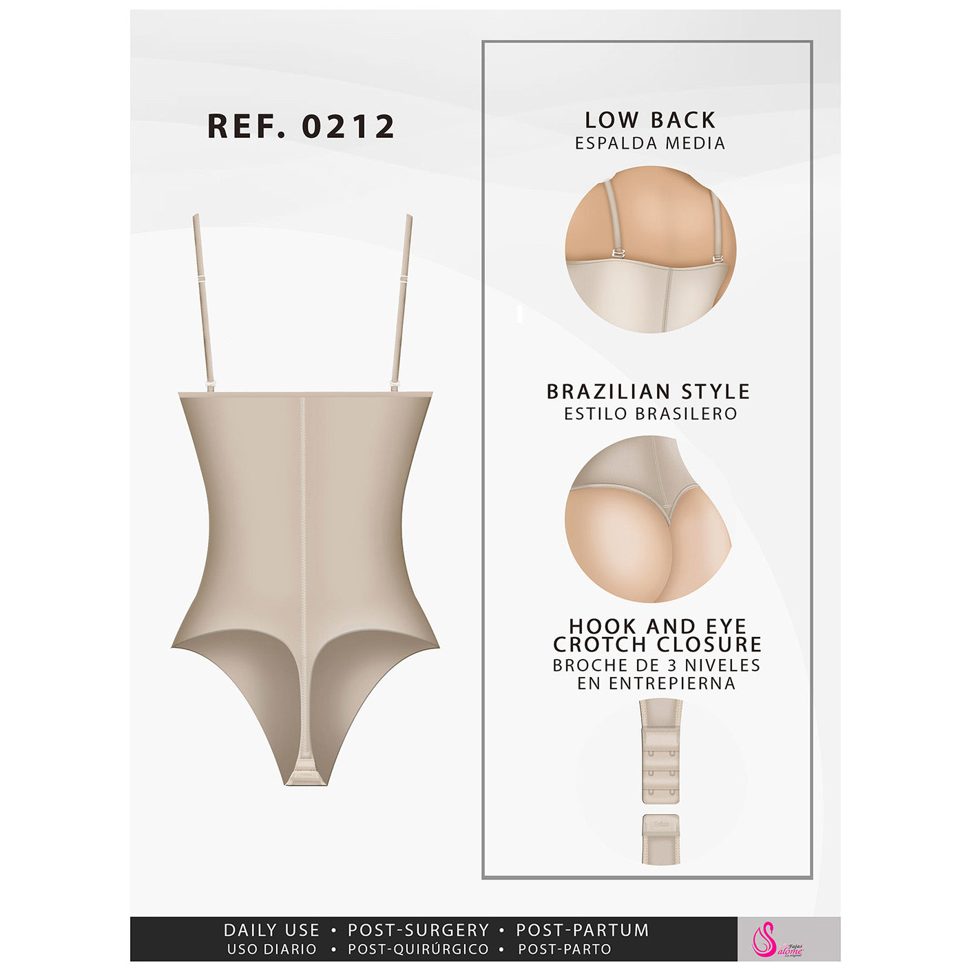 Fajas Salome 0212 | Strapless Thong Body Shaper | Everyday Use Tummy Control Shapewear Girdle for Dress - Pal Negocio Fajas Salome 0212 | Strapless Thong Body Shaper | Everyday Use Tummy Control Shapewear Girdle for Dress - Pal Negocio