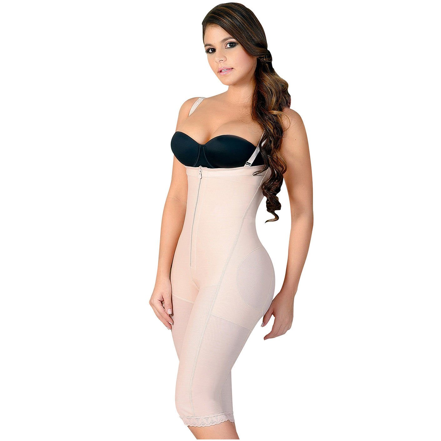 Fajas Salome 0213 | Post Surgery Butt Lifter Full Bodysuit | Open Bust Knee Length Body Shaper for Women | Powernet - Pal Negocio Fajas Salome 0213 | Post Surgery Butt Lifter Full Bodysuit | Open Bust Knee Length Body Shaper for Women | Powernet - Pal Negocio