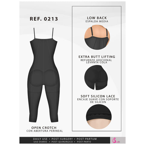Fajas Salome 0213 | Post Surgery Butt Lifter Full Bodysuit | Open Bust Knee Length Body Shaper for Women | Powernet - Pal Negocio Fajas Salome 0213 | Post Surgery Butt Lifter Full Bodysuit | Open Bust Knee Length Body Shaper for Women | Powernet - Pal Negocio