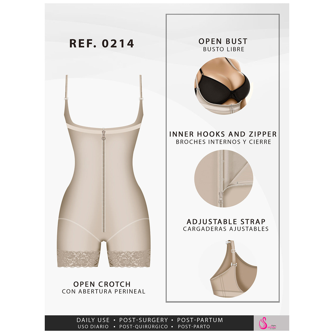 Fajas Salome 0214 | Mid Thigh Strapless Body Shaper for Dresses | Tummy Control & Butt Lifting Shapewear for Dress - Pal Negocio Fajas Salome 0214 | Mid Thigh Strapless Body Shaper for Dresses | Tummy Control & Butt Lifting Shapewear for Dress - Pal Negocio