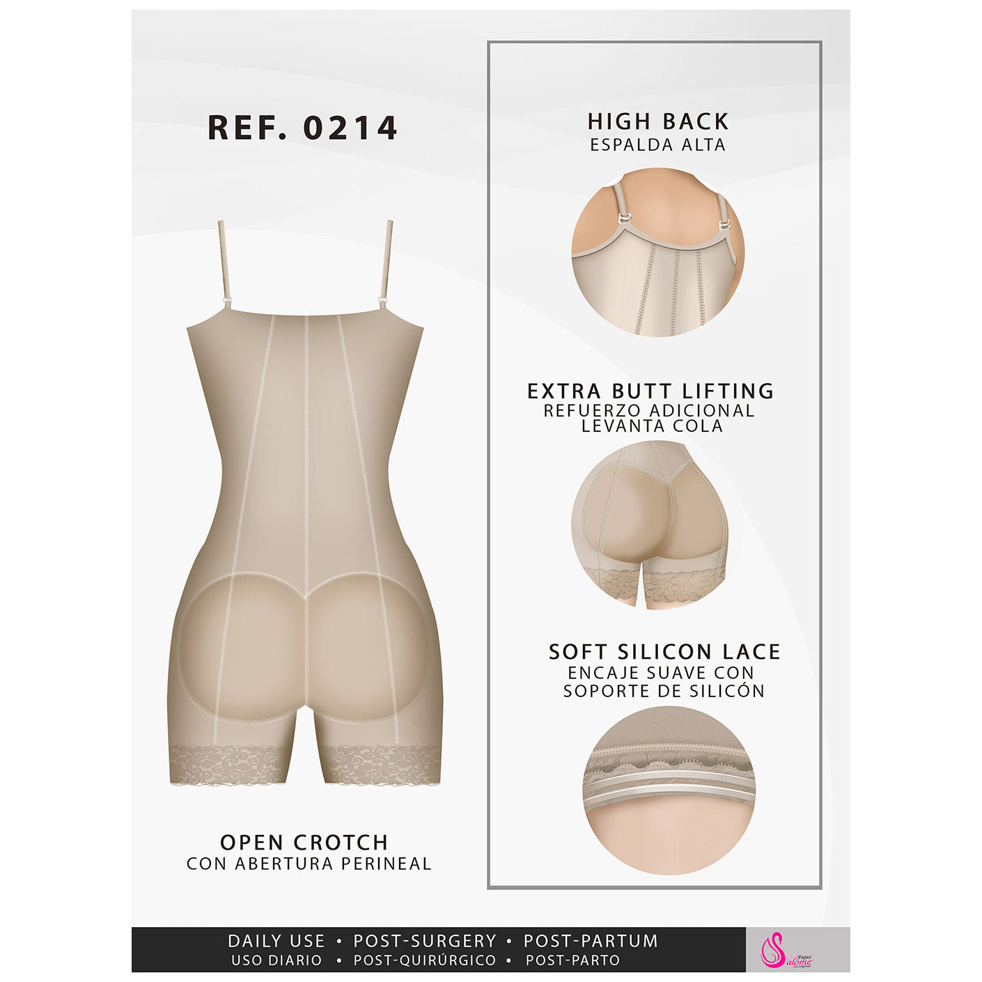 Fajas Salome 0214 | Mid Thigh Strapless Body Shaper for Dresses | Tummy Control & Butt Lifting Shapewear for Dress - Pal Negocio Fajas Salome 0214 | Mid Thigh Strapless Body Shaper for Dresses | Tummy Control & Butt Lifting Shapewear for Dress - Pal Negocio