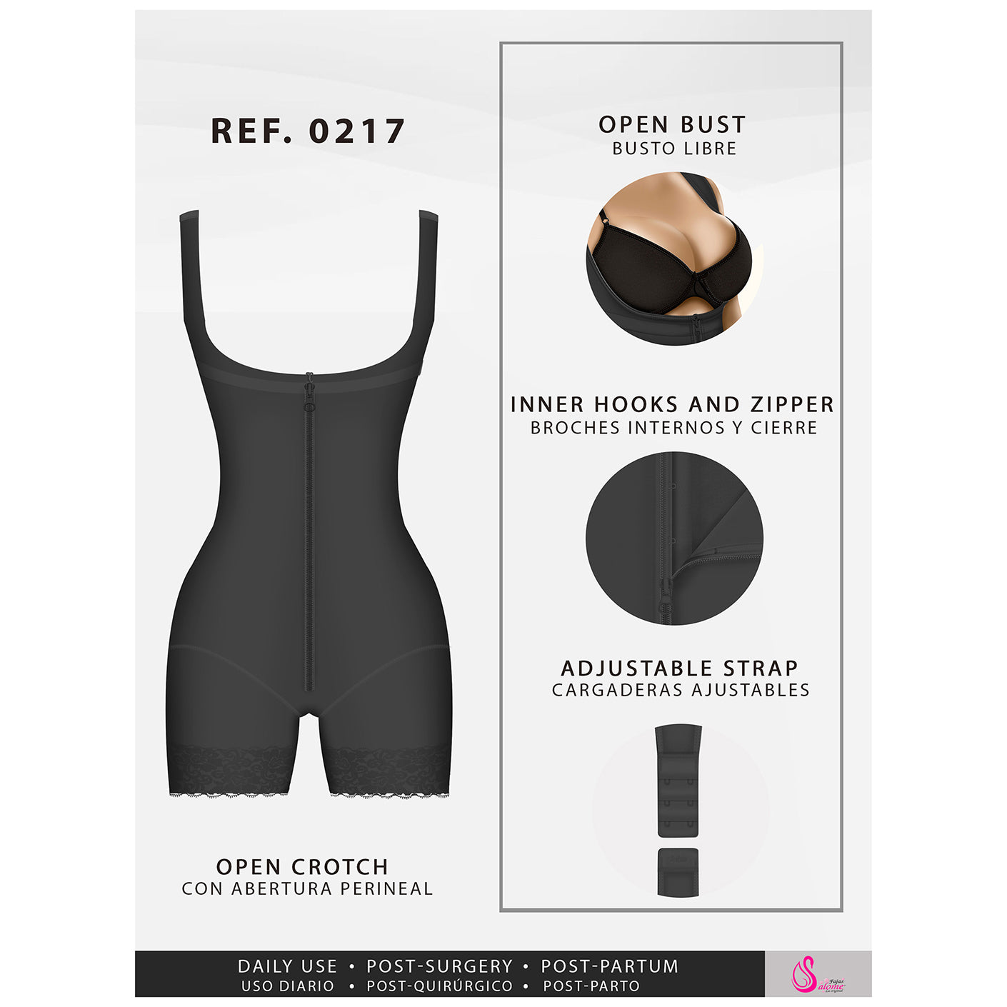 Fajas Salome 0217 | Mid Thigh Firm Compression Full Body Shaper for Women | Butt Lifter Open Bust Postpartum Bodysuit | Powernet - Pal Negocio Fajas Salome 0217 | Mid Thigh Firm Compression Full Body Shaper for Women | Butt Lifter Open Bust Postpartum Bodysuit | Powernet - Pal Negocio