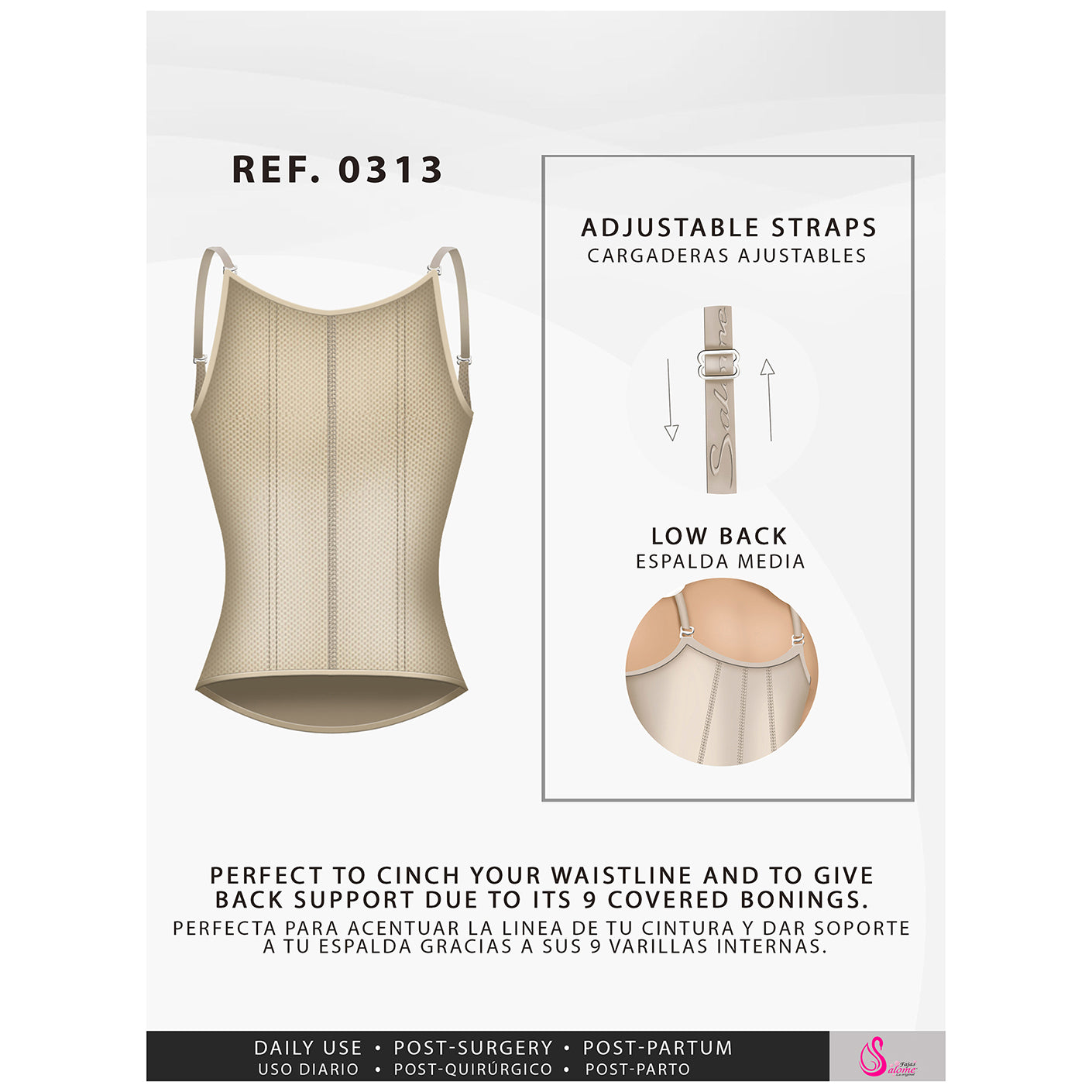 Fajas Salome 0313 | Waist Trainer Vest Tummy Control Compression Garment for Women | Colombian Body Shaper for Daily Use  - Pal Negocio Fajas Salome 0313 | Waist Trainer Vest Tummy Control Compression Garment for Women | Colombian Body Shaper for Daily Use  - Pal Negocio