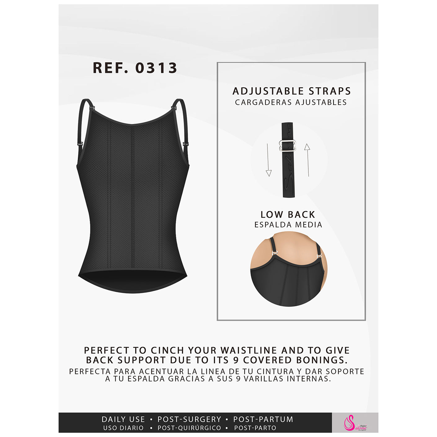 Fajas Salome 0313 | Waist Trainer Vest Tummy Control Compression Garment for Women | Colombian Body Shaper for Daily Use  - Pal Negocio Fajas Salome 0313 | Waist Trainer Vest Tummy Control Compression Garment for Women | Colombian Body Shaper for Daily Use  - Pal Negocio