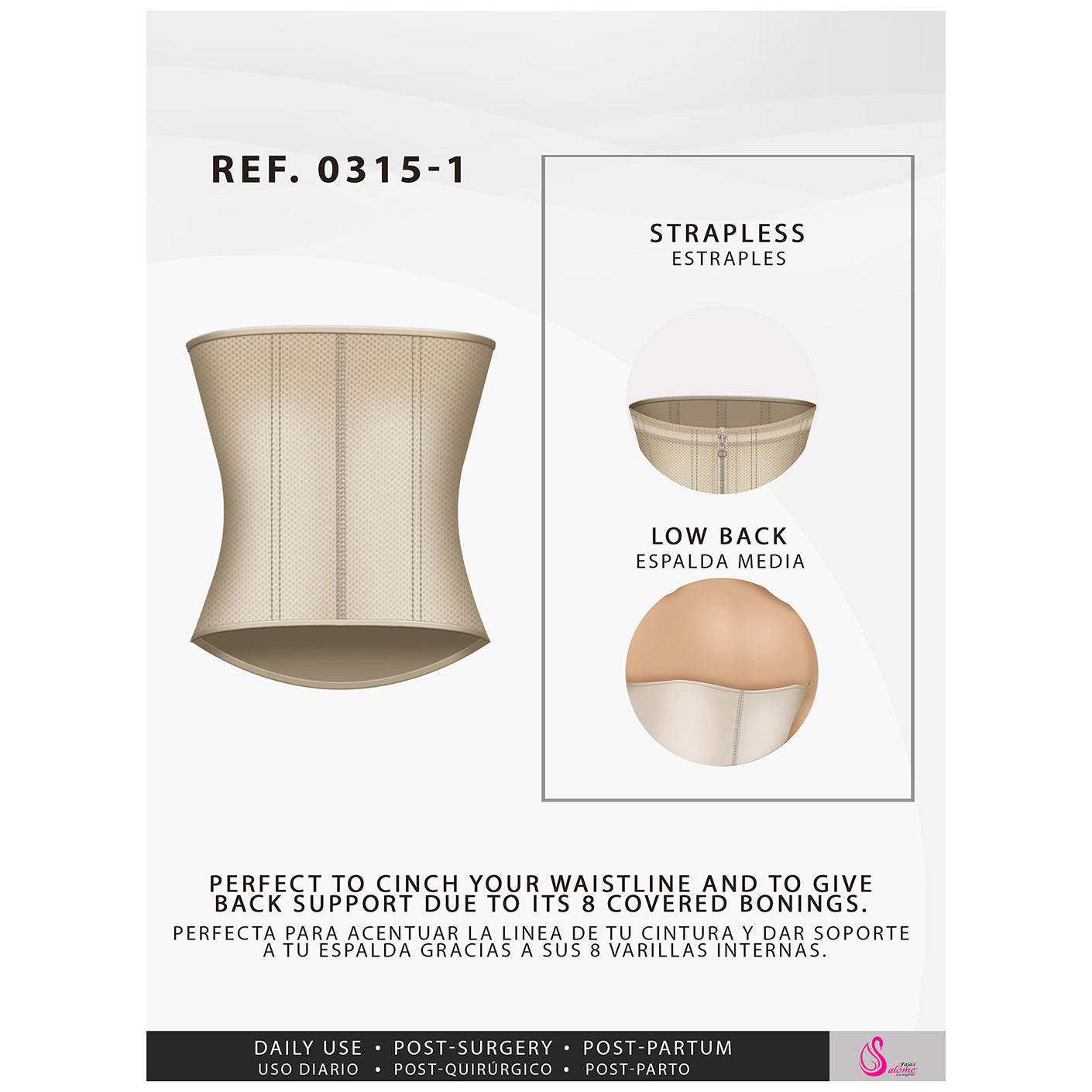 Fajas Salome 0315-1 | Waist Cincher Trainer for Women | Colombian Body Shaper for Daily Use | Powernet - Pal Negocio Fajas Salome 0315-1 | Waist Cincher Trainer for Women | Colombian Body Shaper for Daily Use | Powernet - Pal Negocio