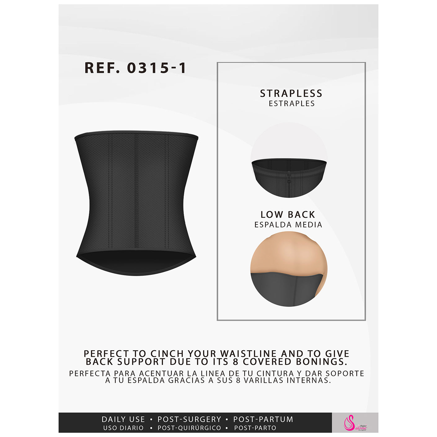 Fajas Salome 0315-1 | Waist Cincher Trainer for Women | Colombian Body Shaper for Daily Use | Powernet - Pal Negocio Fajas Salome 0315-1 | Waist Cincher Trainer for Women | Colombian Body Shaper for Daily Use | Powernet - Pal Negocio