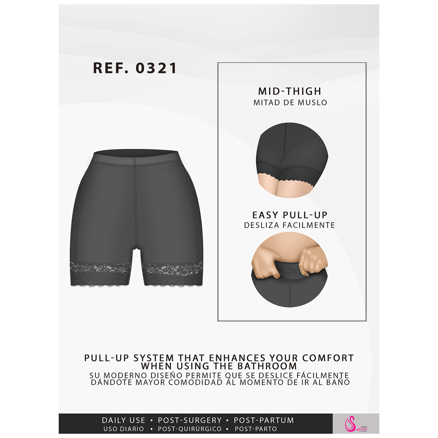 Fajas Salome 0321 | High Waist Compression Slimmer Butt Lifter Shapewear Shorts | Powernet - Pal Negocio Fajas Salome 0321 | High Waist Compression Slimmer Butt Lifter Shapewear Shorts | Powernet - Pal Negocio