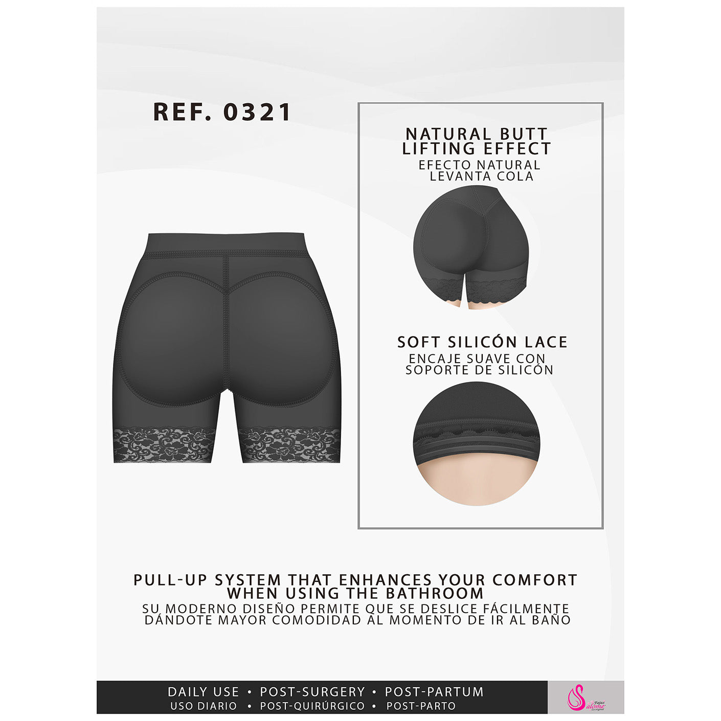 Fajas Salome 0321 | High Waist Compression Slimmer Butt Lifter Shapewear Shorts | Powernet - Pal Negocio Fajas Salome 0321 | High Waist Compression Slimmer Butt Lifter Shapewear Shorts | Powernet - Pal Negocio