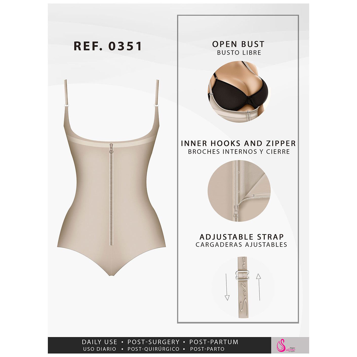 Fajas Salome 0351 | Open Bust Thong Tummy Control Shapewear for Women | Powernet - Pal Negocio Fajas Salome 0351 | Open Bust Thong Tummy Control Shapewear for Women | Powernet - Pal Negocio