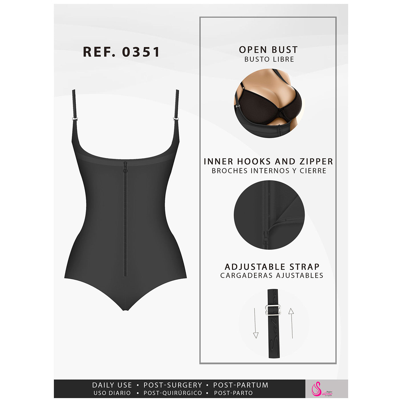 Fajas Salome 0351 | Open Bust Thong Tummy Control Shapewear for Women | Powernet - Pal Negocio Fajas Salome 0351 | Open Bust Thong Tummy Control Shapewear for Women | Powernet - Pal Negocio