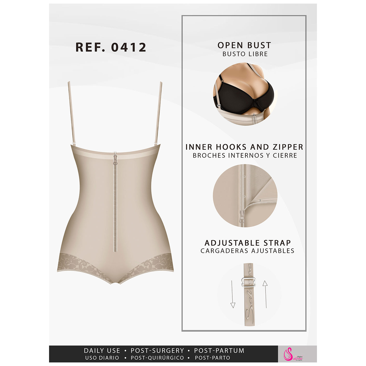 Fajas Salome 0412 | Strapless Butt Lifting Shapewear Girdle for Dresses | Daily Use Body Shaper - Pal Negocio Fajas Salome 0412 | Strapless Butt Lifting Shapewear Girdle for Dresses | Daily Use Body Shaper - Pal Negocio
