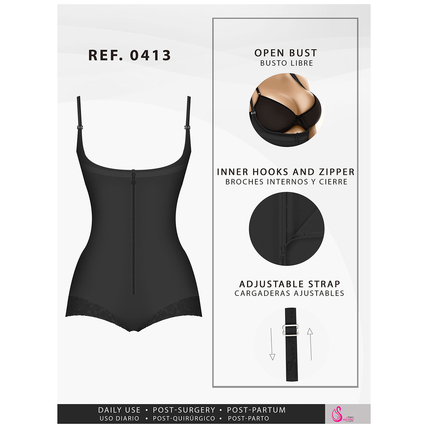 Fajas Salome 0413| Butt Lifter Tummy Control Shapewear for Women | Open Bust Hiphugger Bodysuit | Powernet - Pal Negocio Fajas Salome 0413| Butt Lifter Tummy Control Shapewear for Women | Open Bust Hiphugger Bodysuit | Powernet - Pal Negocio
