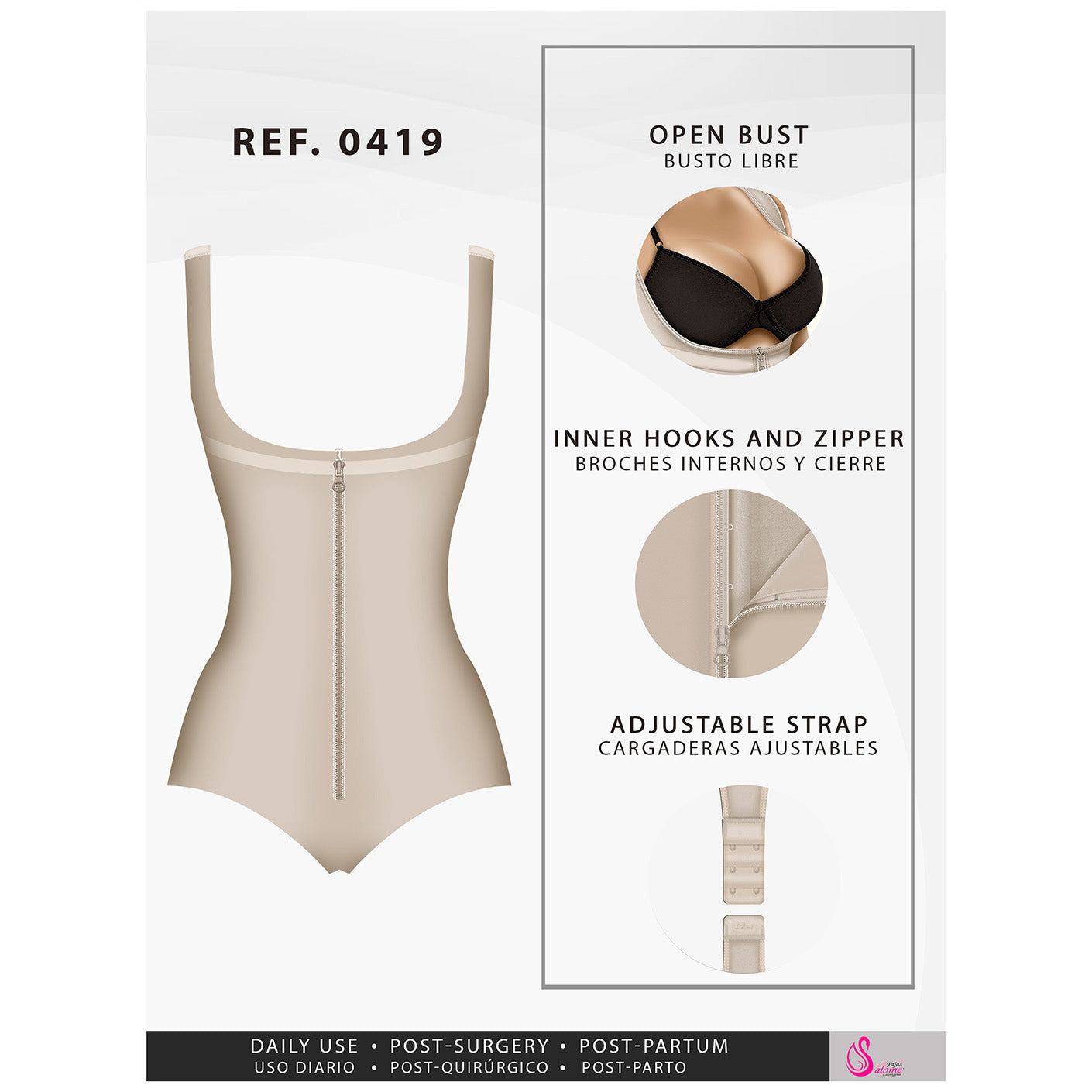 Fajas Salome 0419 | Butt Lifter Hiphugger Mid Thigh Body Shaper | Open Bust Tummy Control Shapewear for Women | Powernet - Pal Negocio Fajas Salome 0419 | Butt Lifter Hiphugger Mid Thigh Body Shaper | Open Bust Tummy Control Shapewear for Women | Powernet - Pal Negocio