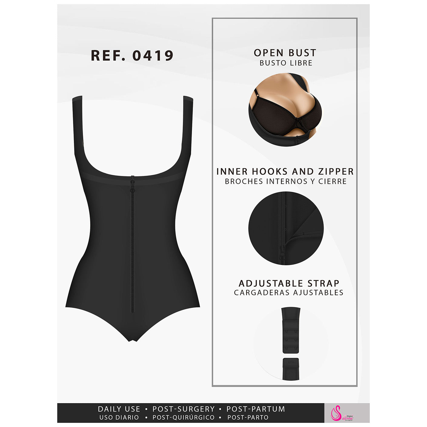 Fajas Salome 0419 | Butt Lifter Hiphugger Mid Thigh Body Shaper | Open Bust Tummy Control Shapewear for Women | Powernet - Pal Negocio Fajas Salome 0419 | Butt Lifter Hiphugger Mid Thigh Body Shaper | Open Bust Tummy Control Shapewear for Women | Powernet - Pal Negocio