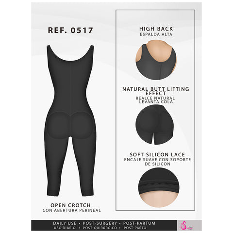 Fajas Salome 0517 | Post Surgery Stage 1 Butt Lifter Full Bodysuit | Open Bust Knee Length Body Shaper for Women | Powernet - Pal Negocio Fajas Salome 0517 | Post Surgery Stage 1 Butt Lifter Full Bodysuit | Open Bust Knee Length Body Shaper for Women | Powernet - Pal Negocio