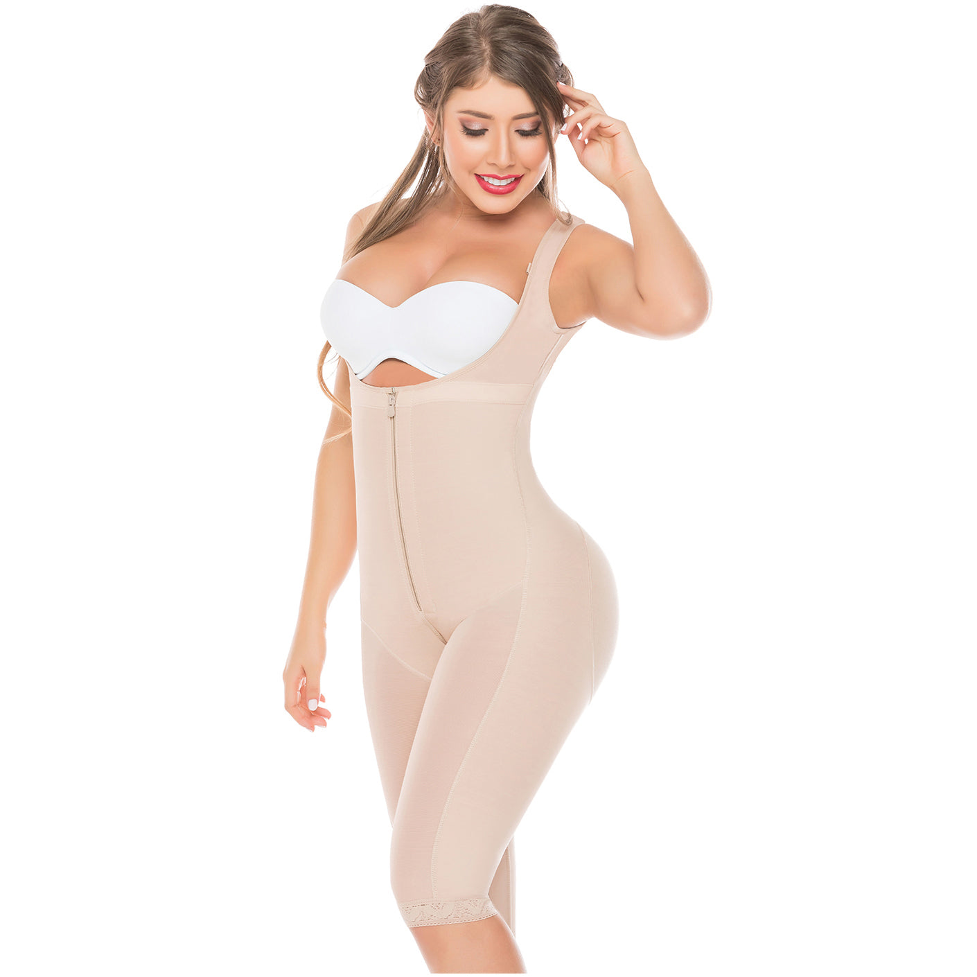 Fajas Salome 0518 | Stage 1 Post Surgery Bodysuit | Knee Length Full Body Shaper for Women | Powernet - Pal Negocio Fajas Salome 0518 | Stage 1 Post Surgery Bodysuit | Knee Length Full Body Shaper for Women | Powernet - Pal Negocio