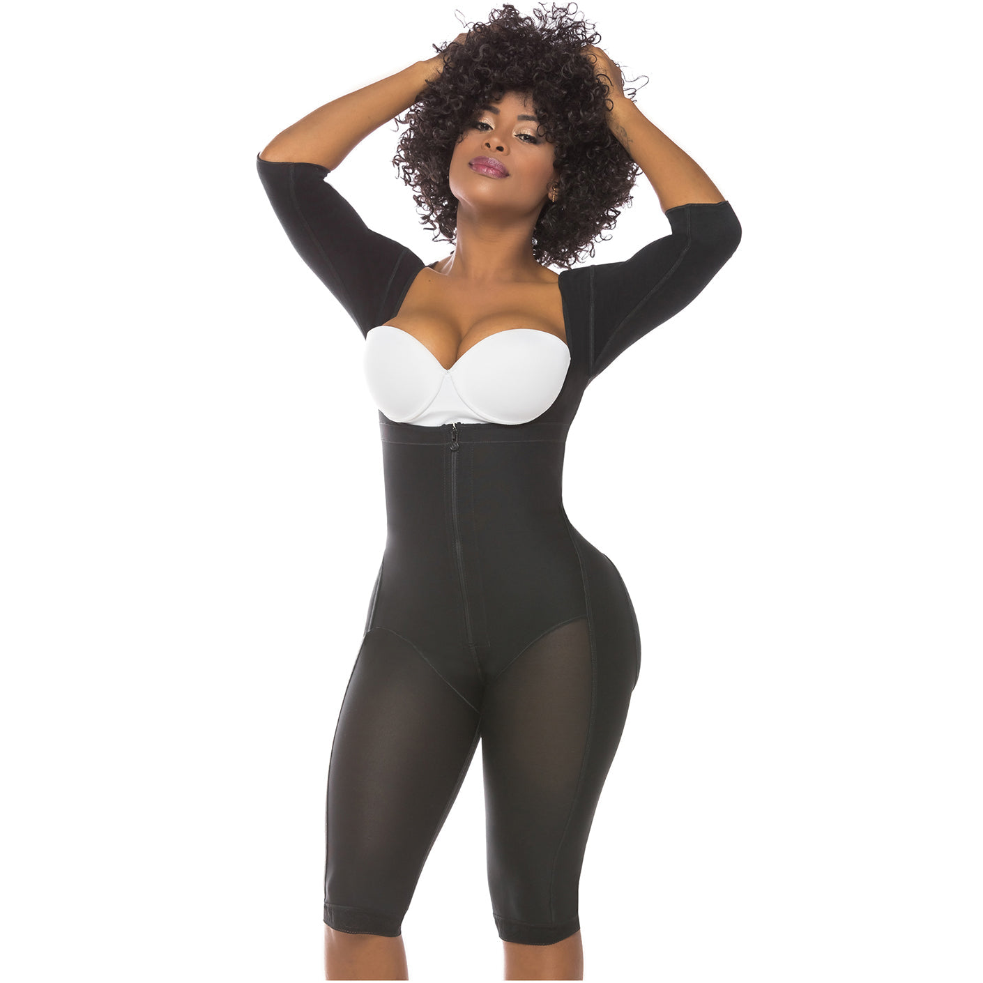 Fajas Salome 0525 | Post Surgery Bodysuit Full Body Shaper for Women | Tummy Control Butt Lifter Knee Length Shapewear with Sleeves | Powernet  - Pal Negocio Fajas Salome 0525 | Post Surgery Bodysuit Full Body Shaper for Women | Tummy Control Butt Lifter Knee Length Shapewear with Sleeves | Powernet  - Pal Negocio