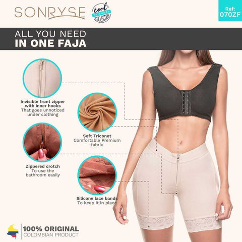 SONRYSE - 070Z - COLOMBIAN SHAPEWEAR CONTROL BUM LIFT SHORTS | DAILY USE | POWERNET