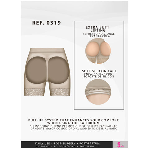 Fajas Salome 0319 | BBL Compression Shaper Shorts for Women | Tummy Control Butt Lifter Mid Thigh Shapewear Shorts | Powernet - Pal Negocio