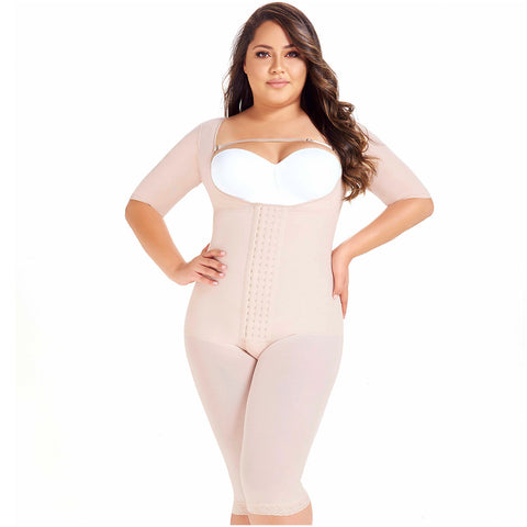 Fajas MariaE 9142 | Long Sleeve Postoperative Shapewear With Over Bust Strap | After Pregnancy Compression Garment - Pal Negocio