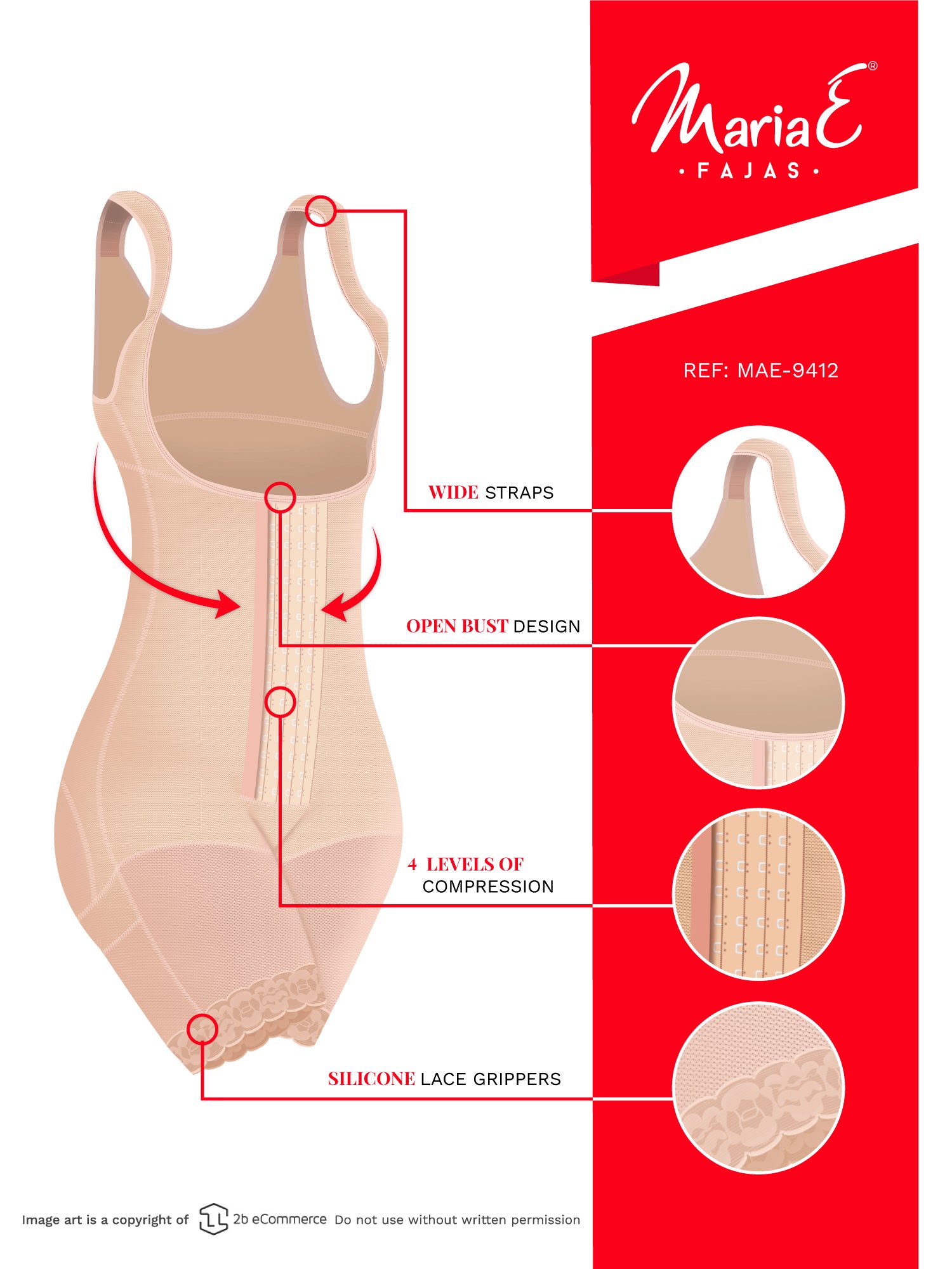 Fajas MariaE 9412 | Colombian Post Surgery Shapewear for Women | After Pregnancy Butt Lifting Compression Garment - Pal Negocio