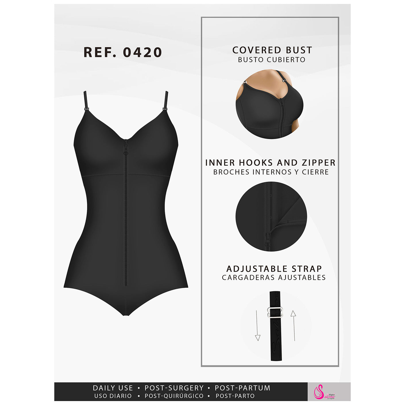 Fajas Salome 0420 | Hiphugger Body Shaper with Bra | Butt Lifter Tummy Control Shapewear for Women | Powernet - Pal Negocio