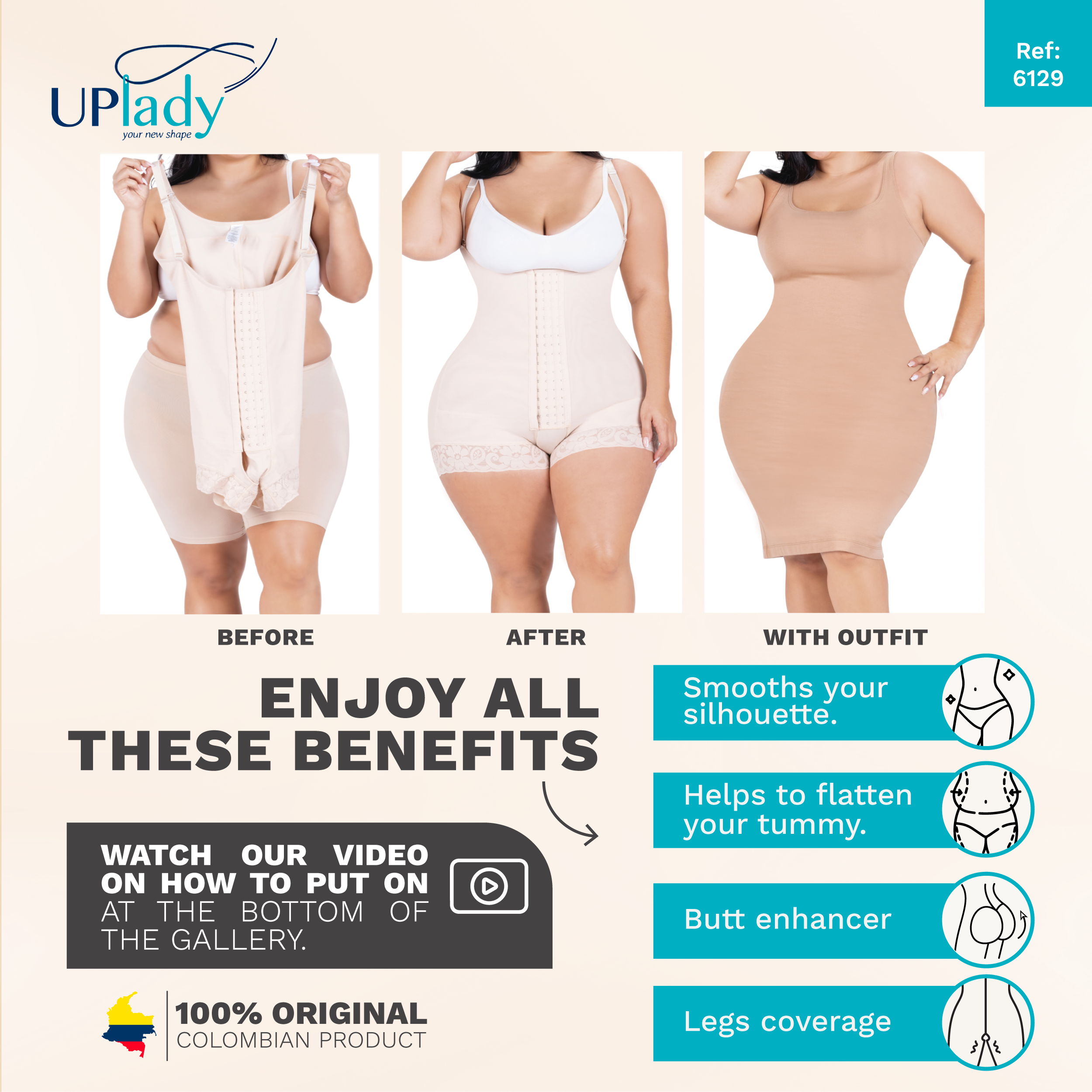 UpLady High Compression 6190 Full Body Shaper Curvy Fajas Tummy